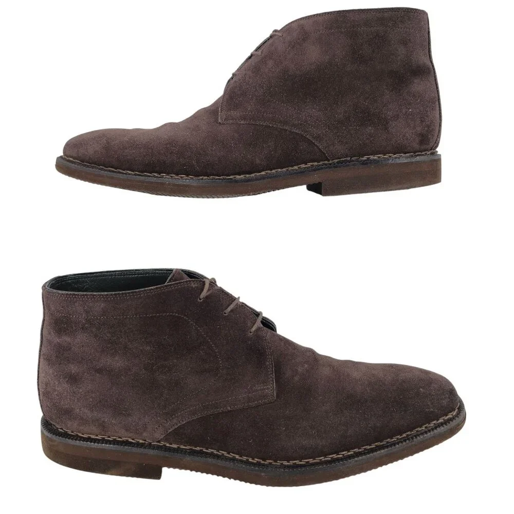 $500 Sutor Mantellassi Italian Men 11 Brown Suede Leather Dress Shoe Chukka Boot